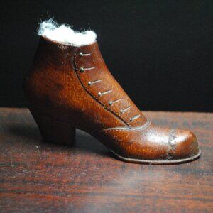 Antique Folk Art Wooden Victorian Boot Pin Cushion English?